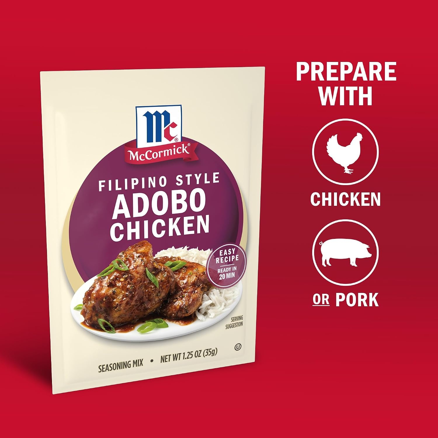 image:imageMcCormick Seasoning Mix Filipino Style Adobo Chicken For Savory Sweet amp Tangy Filipino Style Adobo Chicken in Just 20 Minutes 125 oz