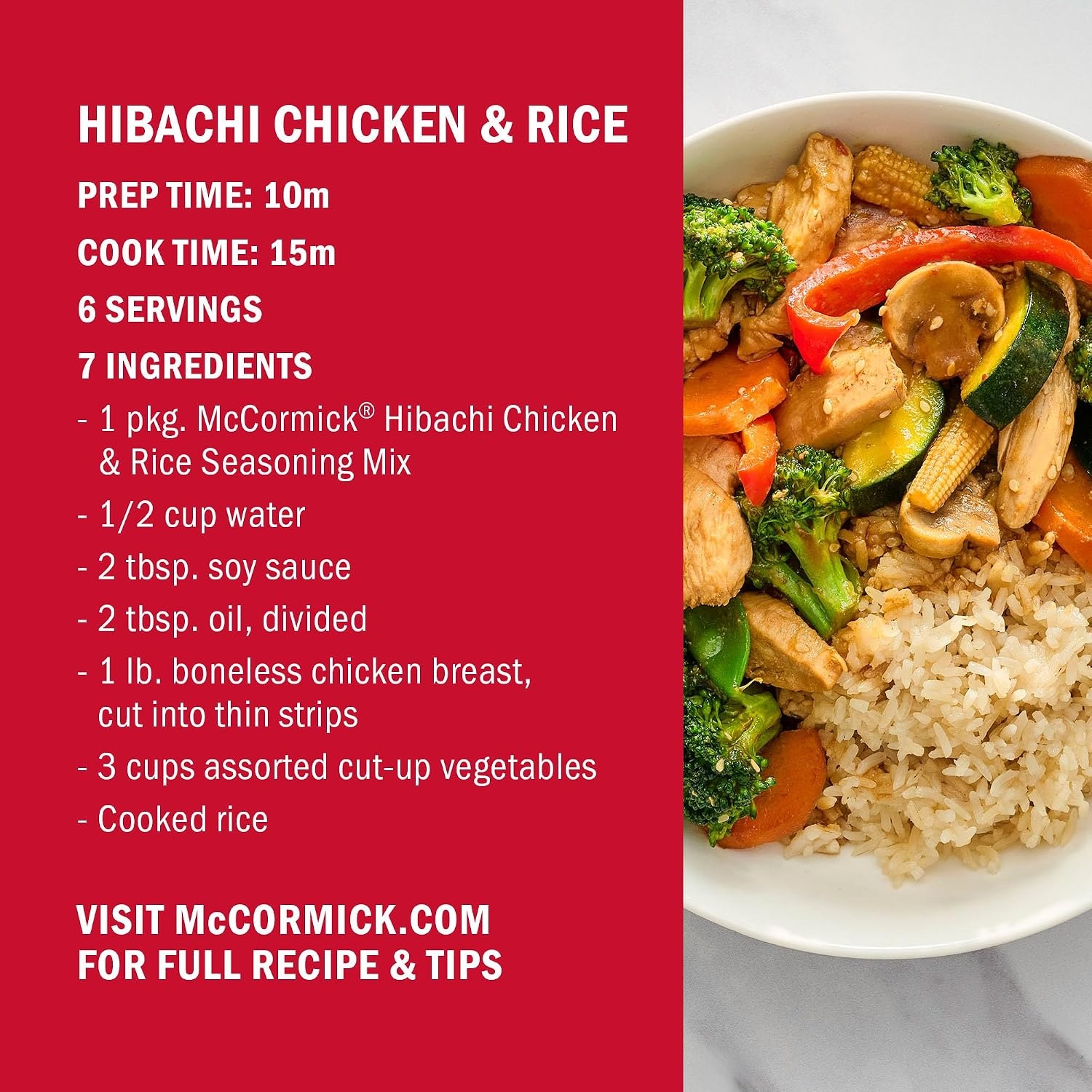 image:imageMcCormick Seasoning Mix Hibachi Chicken amp Rice Gluten Free No MSG Added Soy Sauce Use with Chicken Vegetables Rice Noodles and More 1 oz
