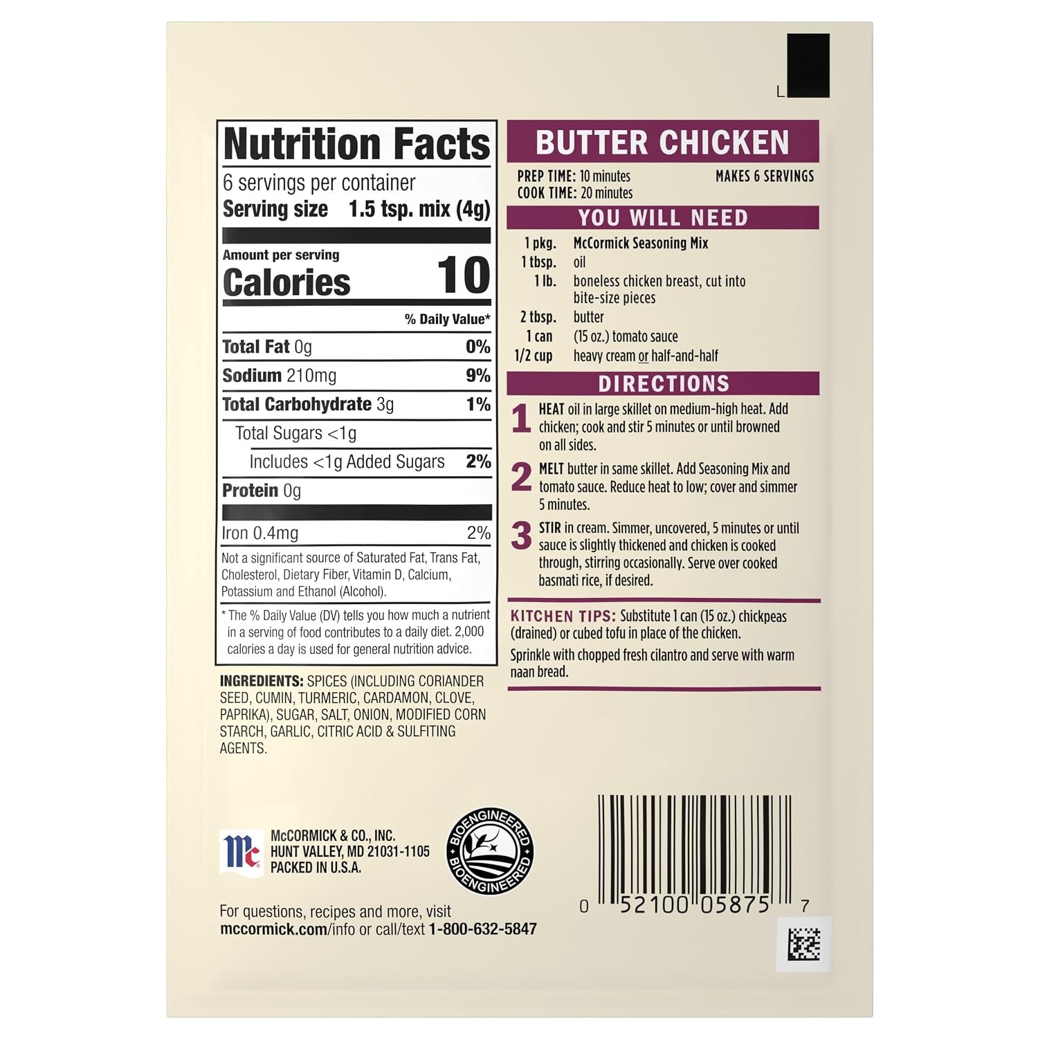 image:imageMcCormick Seasoning Mix Korean BBQ For Sweet amp Savory Korean BBQ Steak in Just 25 Minutes 112 oz Pack of 12Butter Chicken