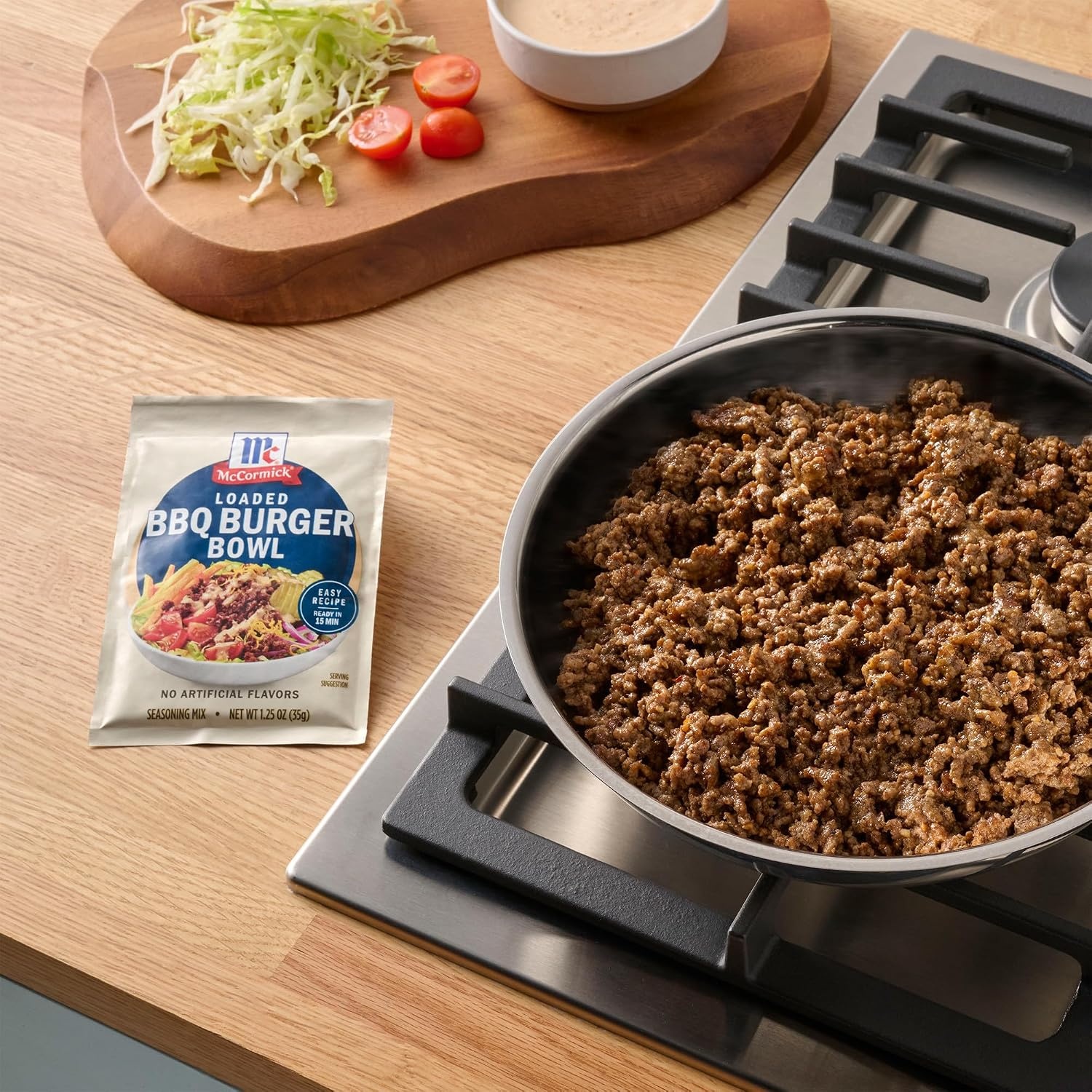 image:imageMcCormick Seasoning Mix Loaded BBQ Burger Bowl Hearty Ground Meat Smash Burger Seasoning No Artificial Flavors Use with Beef Chicken Pork and More 125 oz