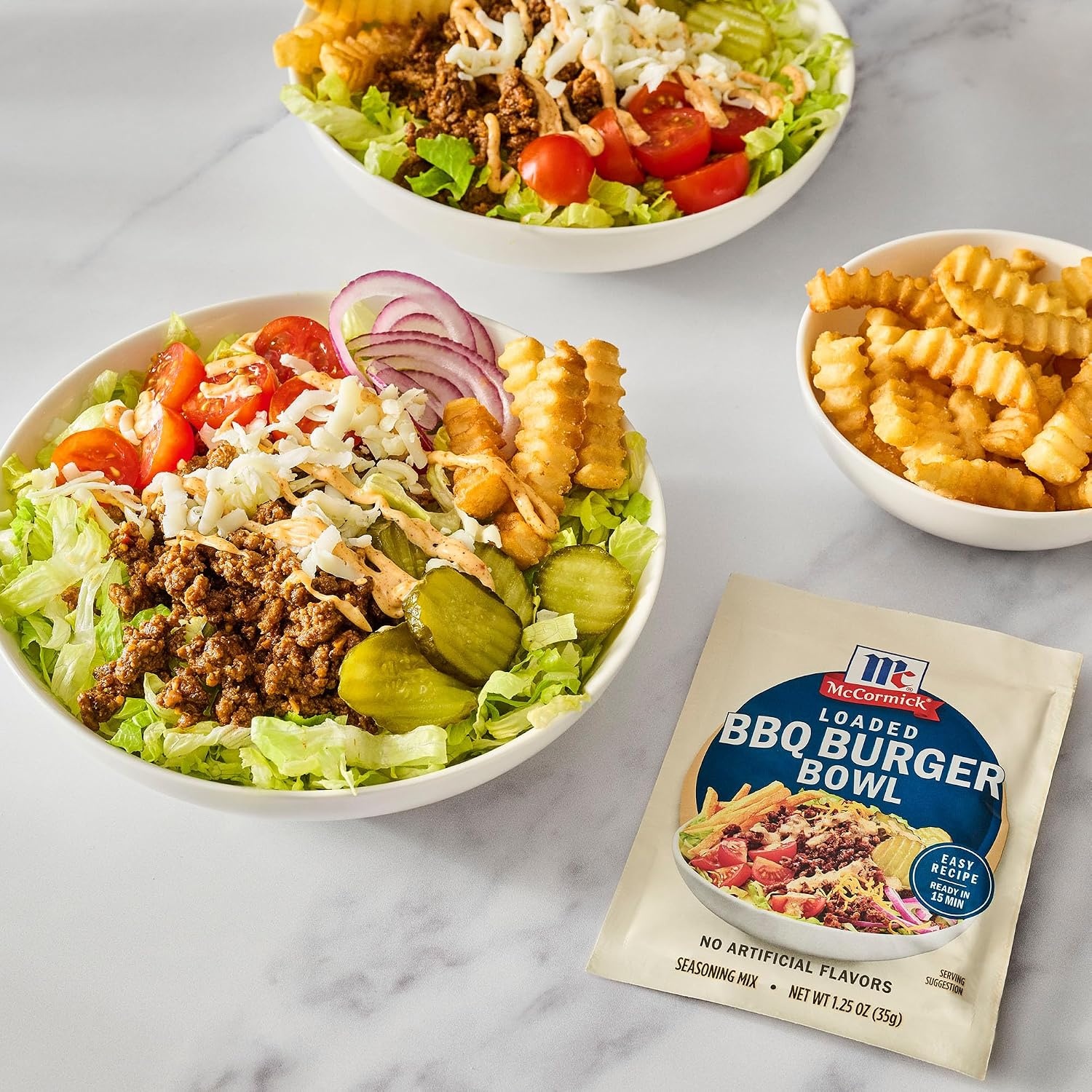 image:imageMcCormick Seasoning Mix Loaded BBQ Burger Bowl Hearty Ground Meat Smash Burger Seasoning No Artificial Flavors Use with Beef Chicken Pork and More 125 oz Pack of 12