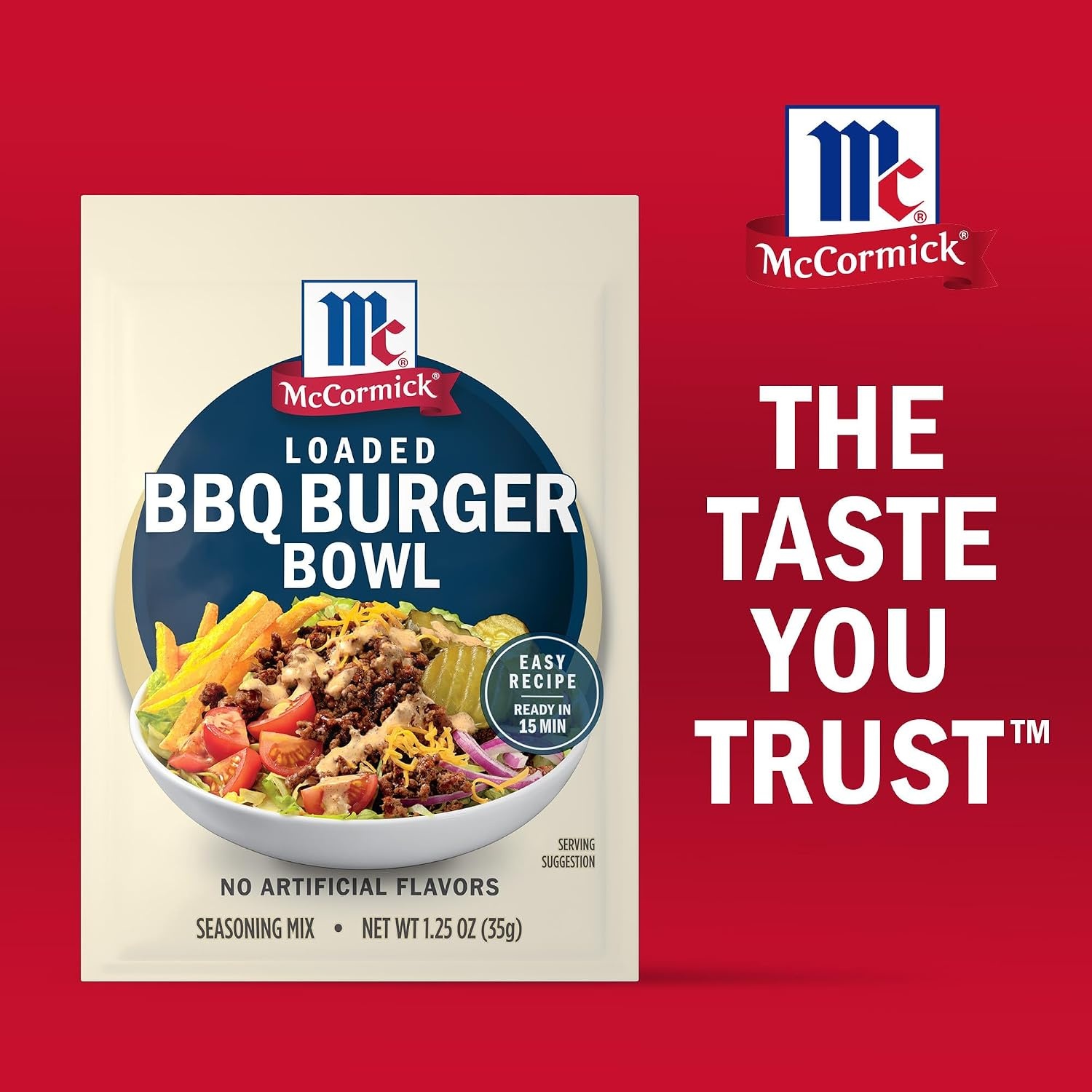 image:imageMcCormick Seasoning Mix Loaded BBQ Burger Bowl Hearty Ground Meat Smash Burger Seasoning No Artificial Flavors Use with Beef Chicken Pork and More 125 oz Pack of 12