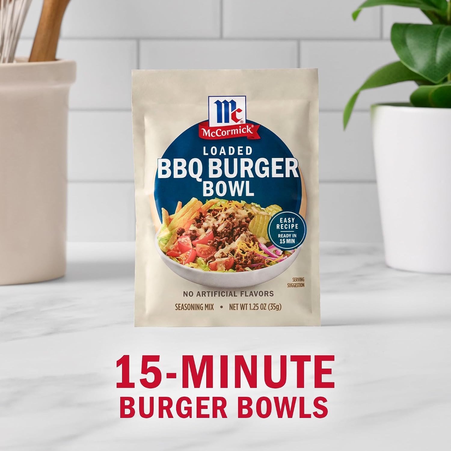 image:imageMcCormick Seasoning Mix Loaded BBQ Burger Bowl Hearty Ground Meat Smash Burger Seasoning No Artificial Flavors Use with Beef Chicken Pork and More 125 oz