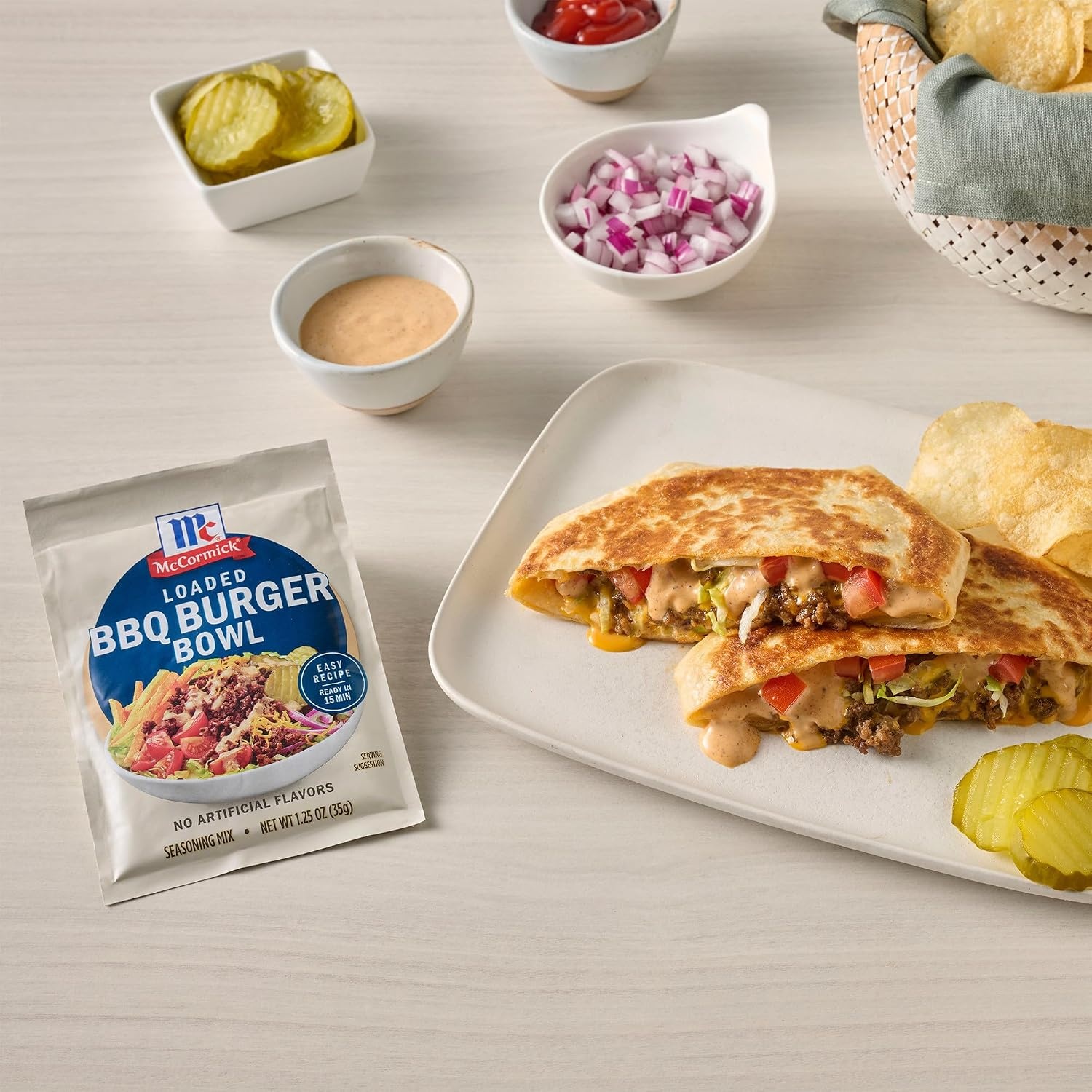 image:imageMcCormick Seasoning Mix Loaded BBQ Burger Bowl Hearty Ground Meat Smash Burger Seasoning No Artificial Flavors Use with Beef Chicken Pork and More 125 oz