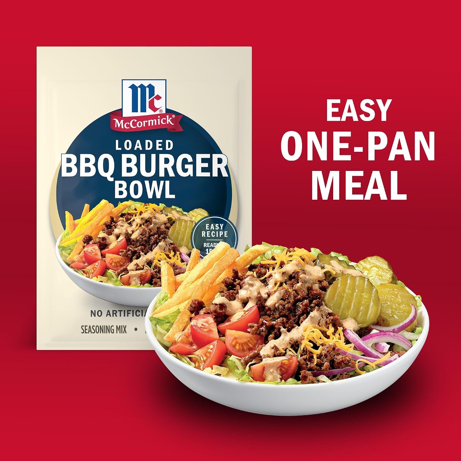 image:imageMcCormick Seasoning Mix Loaded BBQ Burger Bowl Hearty Ground Meat Smash Burger Seasoning No Artificial Flavors Use with Beef Chicken Pork and More 125 oz