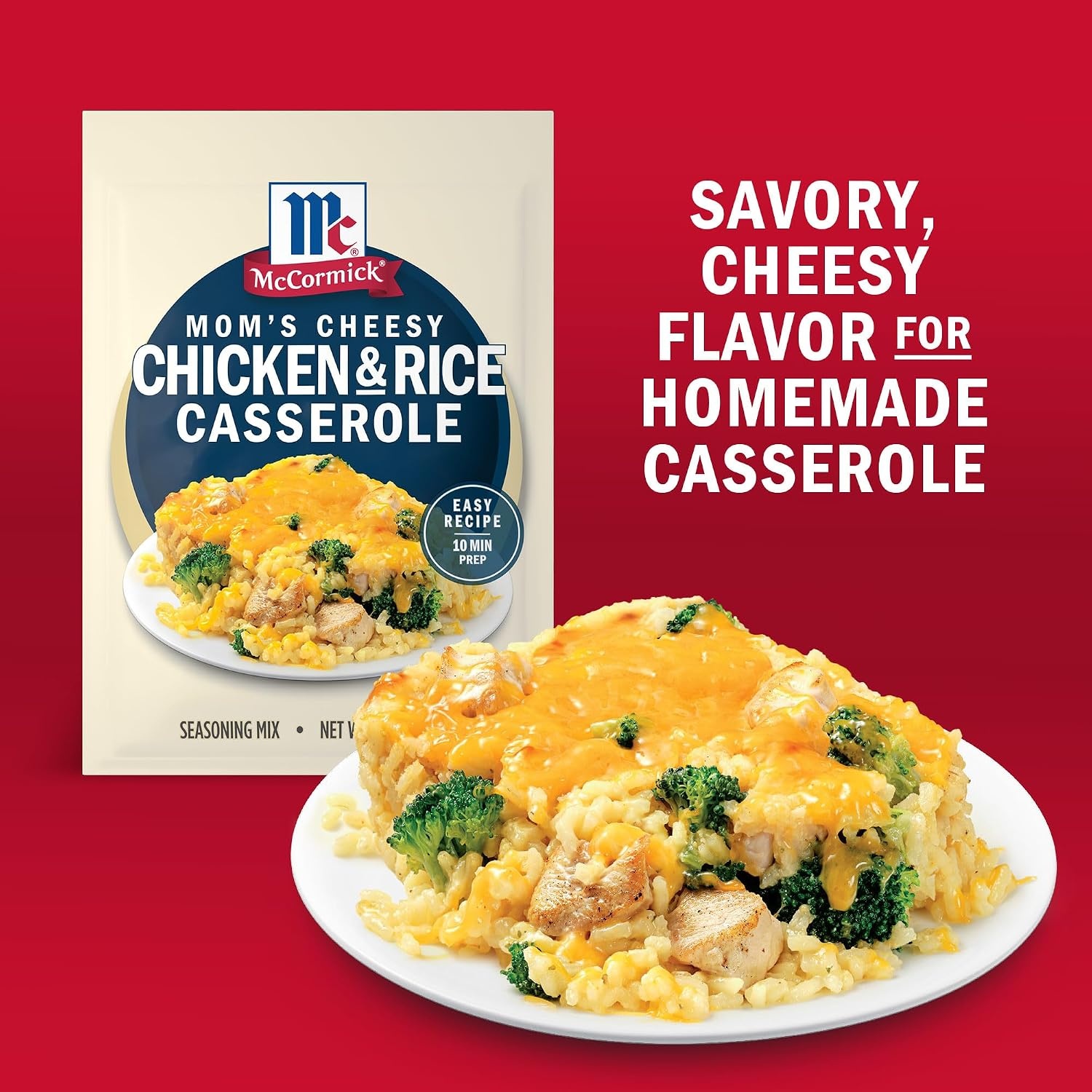 image:imageMcCormick Seasoning Mix Moms Cheesy Chicken amp Rice Casserole No MSG Added Long Grain Rice Cheesy Easy Made with Cheddar Cheese Garlic and McCormick Spices 125 oz Pack of 12