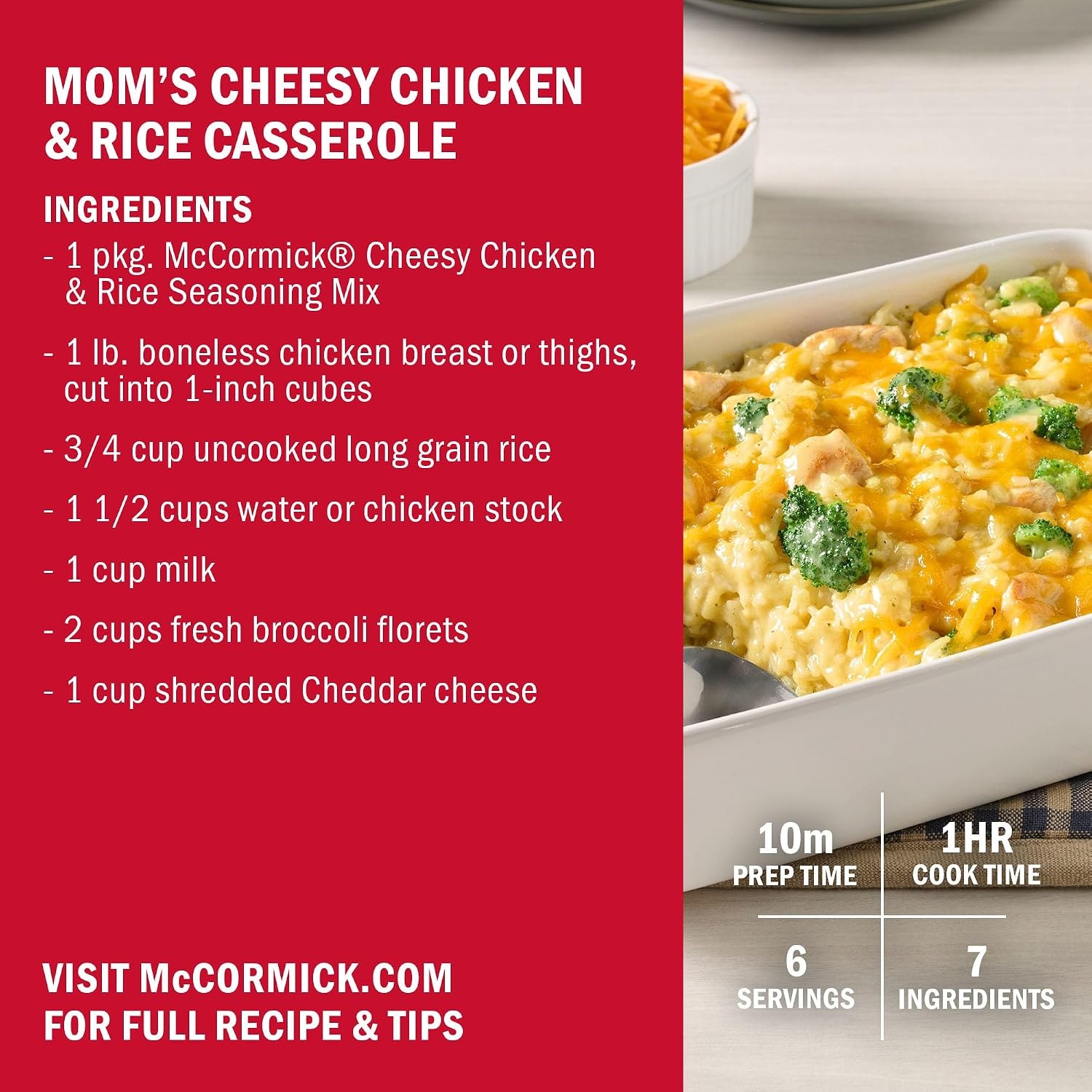 image:imageMcCormick Seasoning Mix Moms Cheesy Chicken amp Rice Casserole No MSG Added Long Grain Rice Cheesy Easy Made with Cheddar Cheese Garlic and McCormick Spices 125 oz Pack of 12