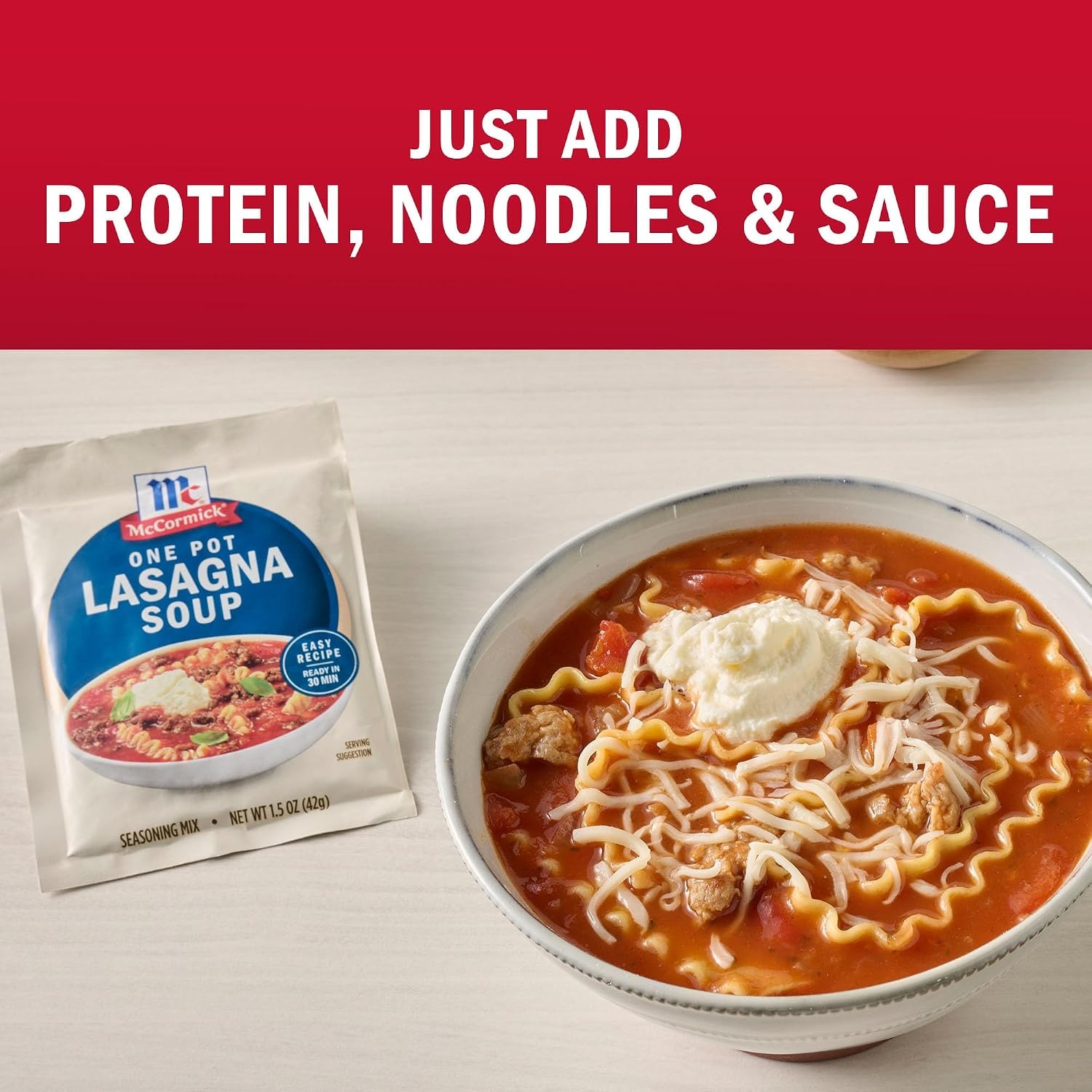 image:imageMcCormick Seasoning Mix One Pot Lasagna Soup Savory and Cheesy Tomato Sauce Made with Garlic Parsley and Parmesan Cheese Easy Weeknight Dinner 15 oz Pack of 12