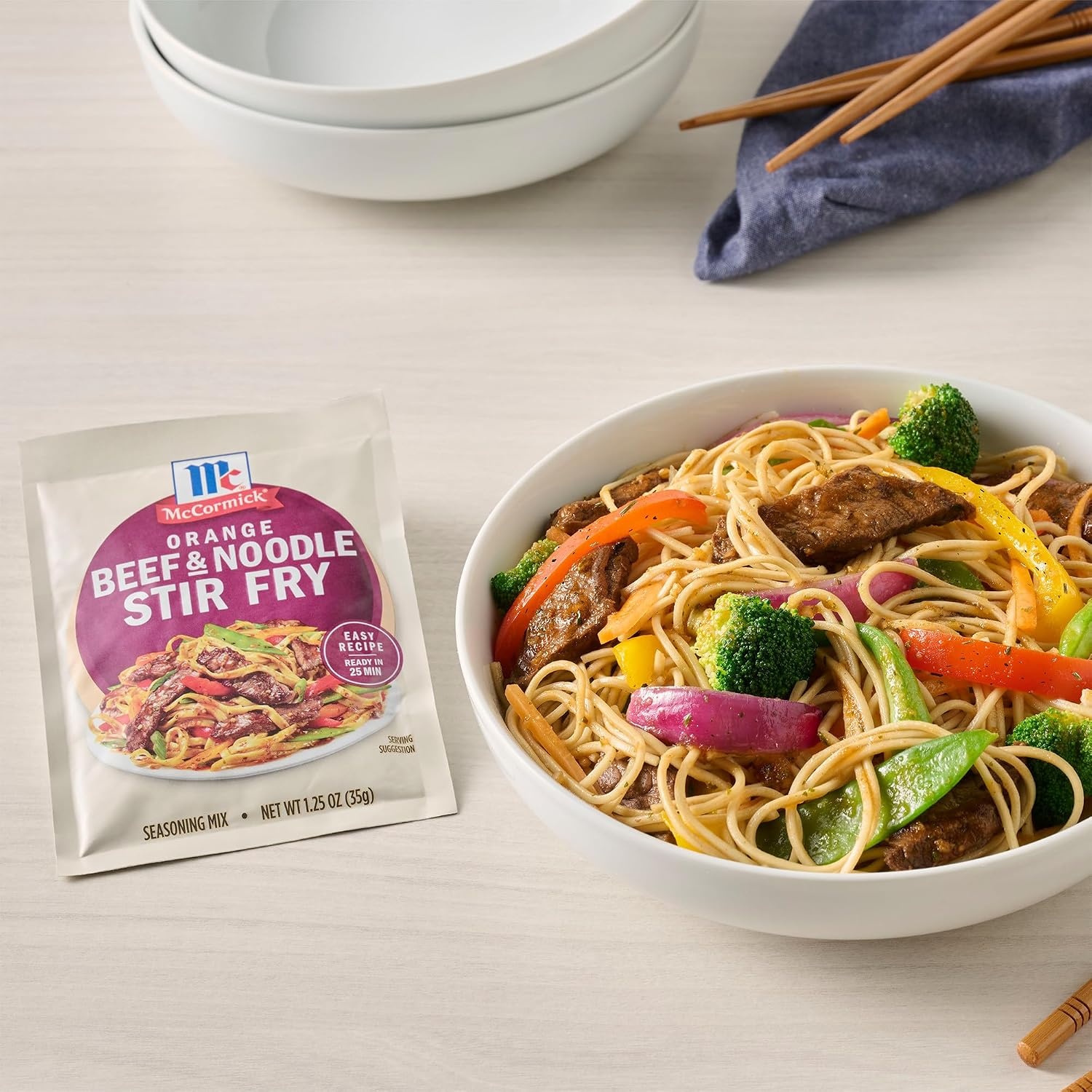 image:imageMcCormick Seasoning Mix Orange Beef amp Noodle Stir Fry Lo Mein Soy Sauce Orange Ginger Use with Beef Chicken Vegetables Noodles and More 125 oz