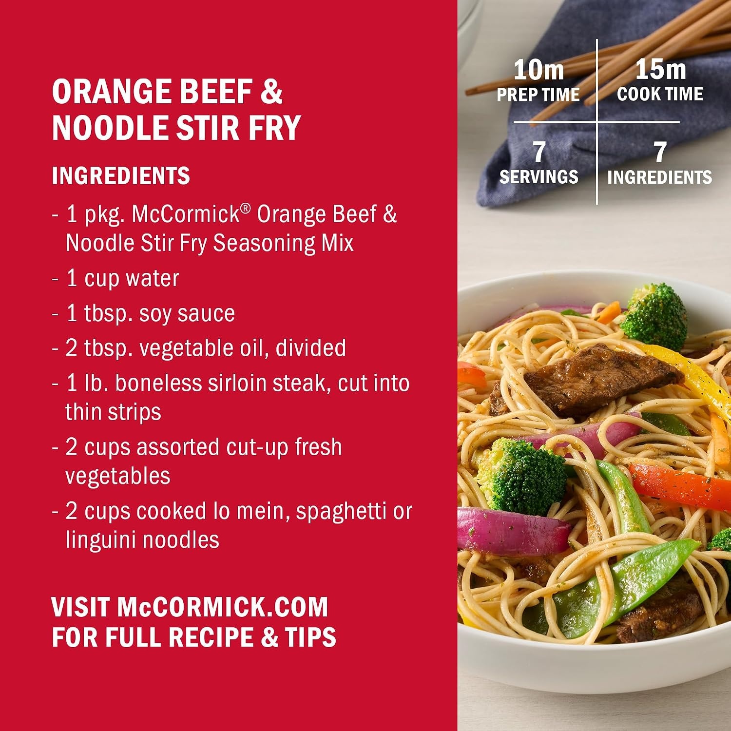 image:imageMcCormick Seasoning Mix Orange Beef amp Noodle Stir Fry Lo Mein Soy Sauce Orange Ginger Use with Beef Chicken Vegetables Noodles and More 125 oz