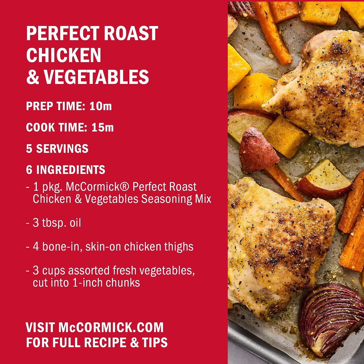 image:imageMcCormick Seasoning Mix Perfect Roast Chicken amp Vegetables No MSG Added Whole Chicken Fresh Veggies Savory Great for Sunday Roast Dinner with All the Sides 1 oz