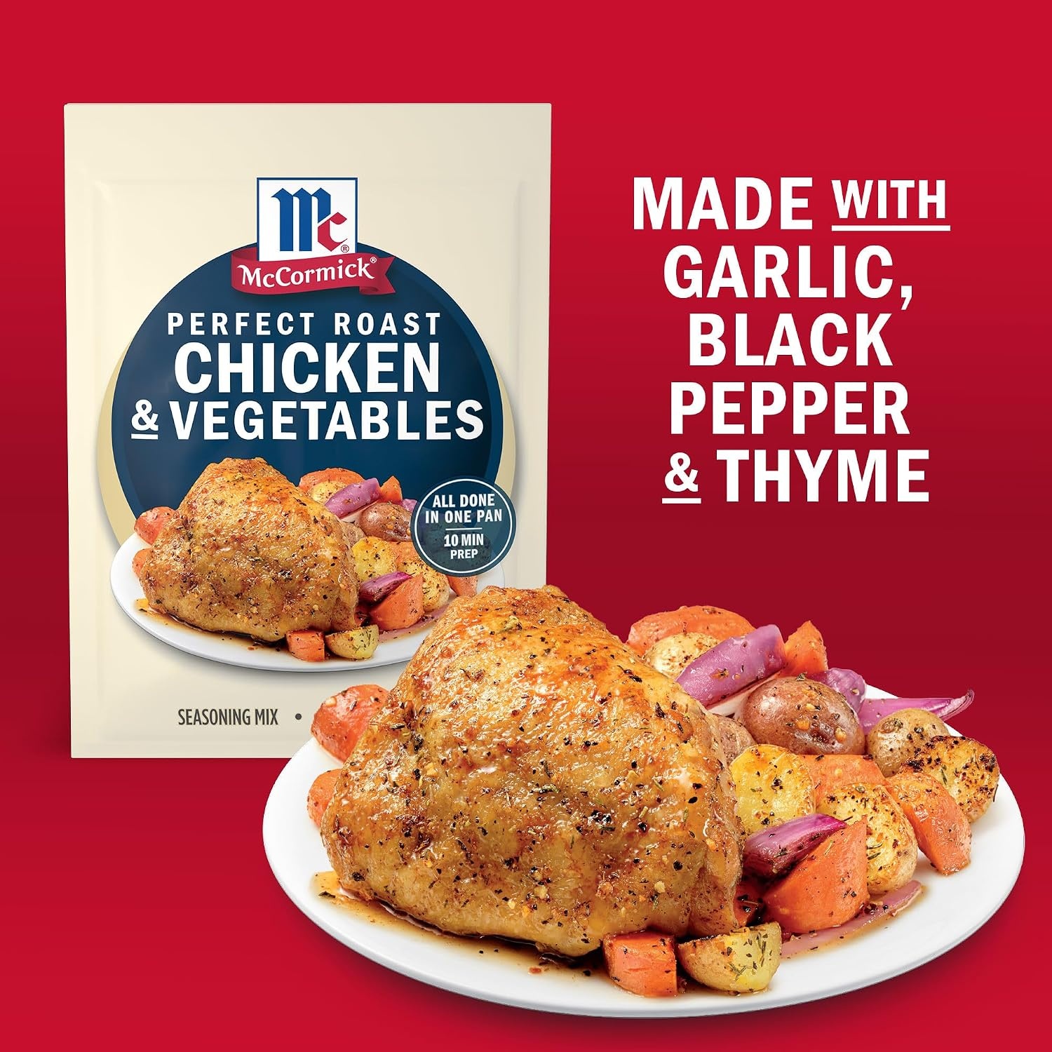 image:imageMcCormick Seasoning Mix Perfect Roast Chicken amp Vegetables No MSG Added Whole Chicken Fresh Veggies Savory Great for Sunday Roast Dinner with All the Sides 1 oz