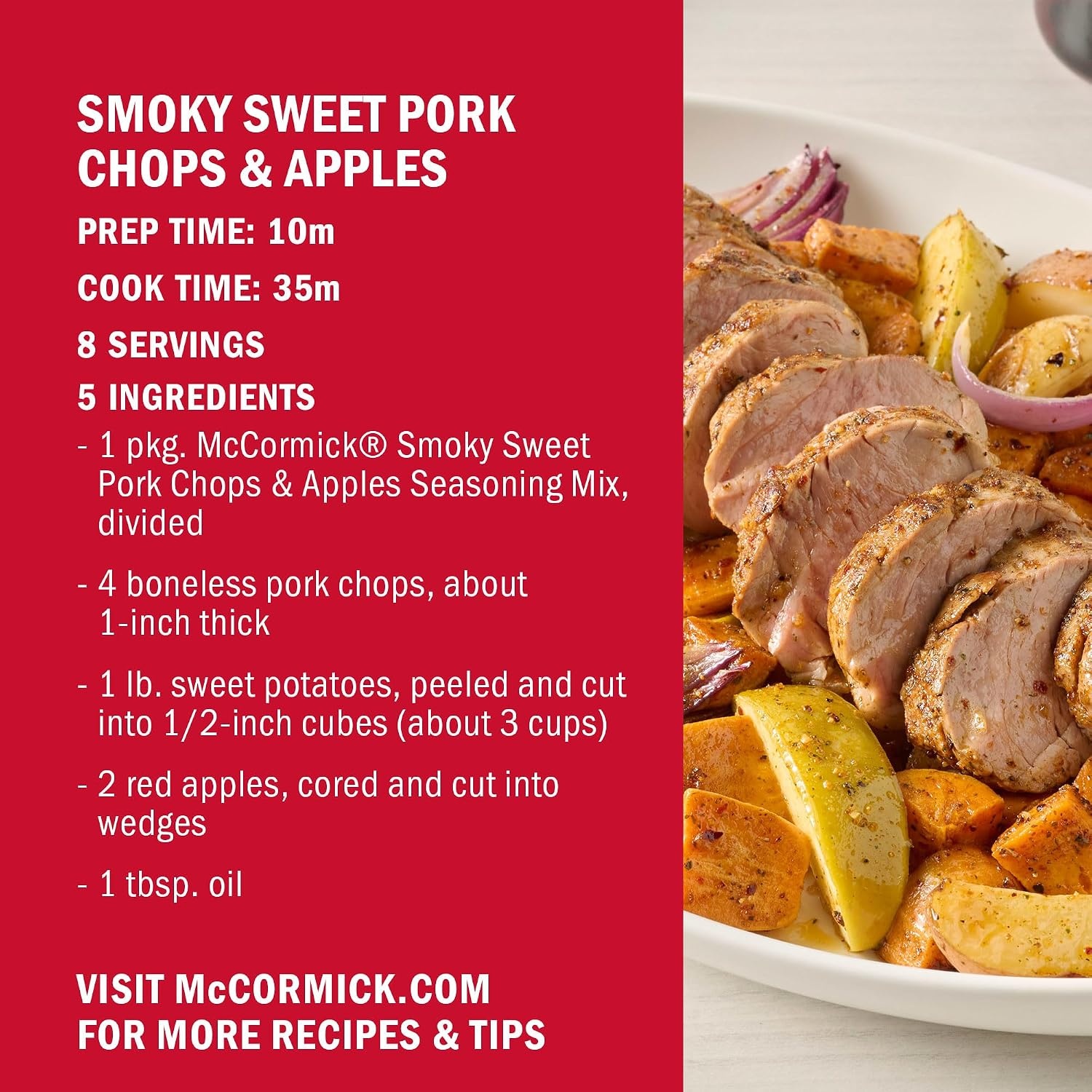 image:imageMcCormick Seasoning Mix Smoky Sweet Pork Chops amp Apples Hearty Brown Sugar Bourbon Hickory Savory Yet Sweet Weeknight Dinner in 45 Minutes 1 oz