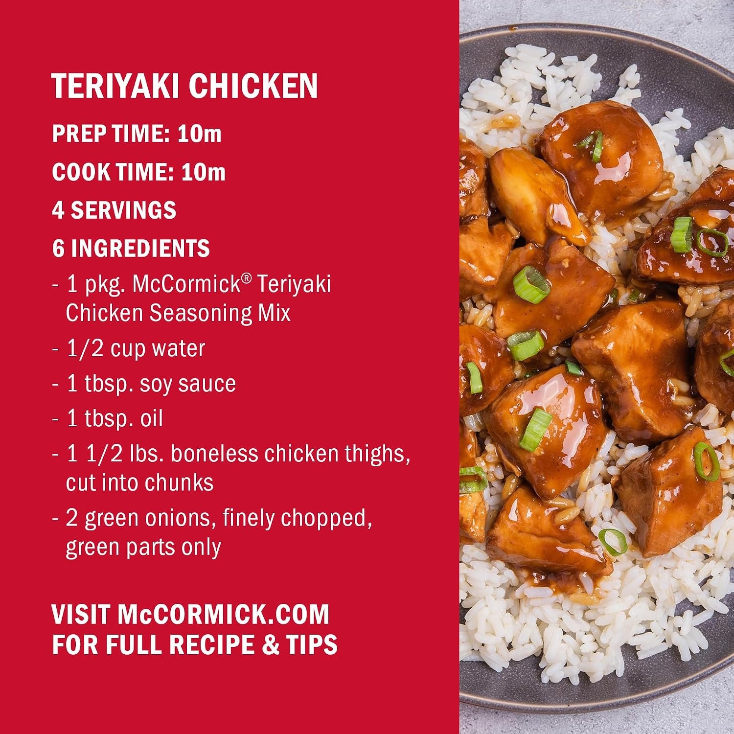 image:imageMcCormick Seasoning Mix Teriyaki Chicken Seasoning Mix Quick and Easy 20Minute Meal Convenient amp Delicious Flavor Prepare with Chicken Steak or Shrimp 125 oz
