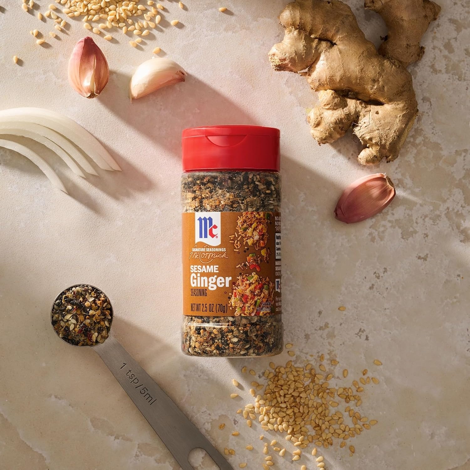 image:imageMcCormick Seasoning Sesame Ginger Signature Seasonings Crunchy Umami Flavor Shake On For StirFries Rice Dishes Grilled Meats amp More No Artificial Flavors No MSG Added 25 oz