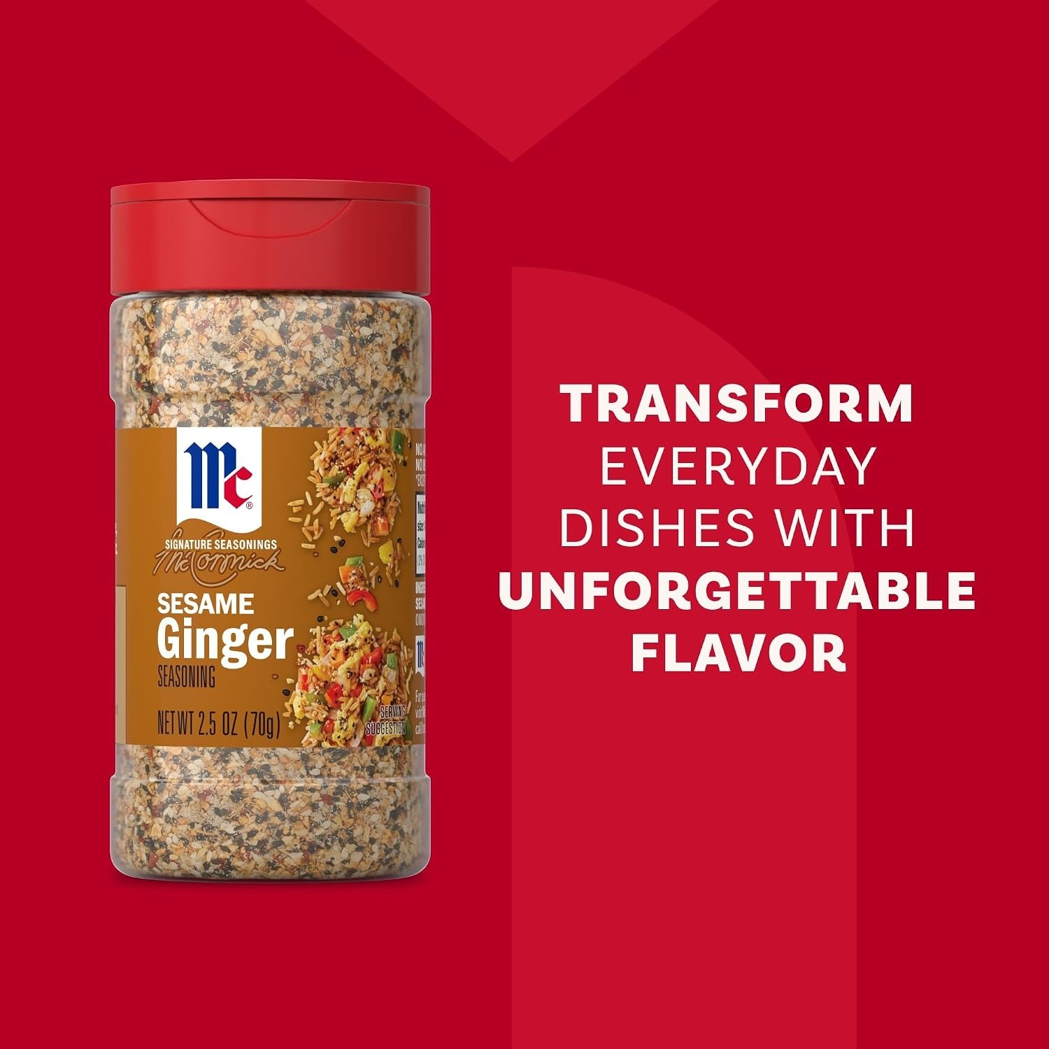 image:imageMcCormick Seasoning Sesame Ginger Signature Seasonings Crunchy Umami Flavor Shake On For StirFries Rice Dishes Grilled Meats amp More No Artificial Flavors No MSG Added 25 oz