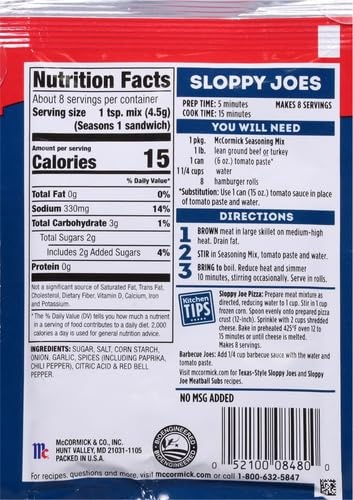 image:imageMcCormick Sloppy Joes Seasoning Mix 131 oz Pack of 12131 Ounce Pack of 4