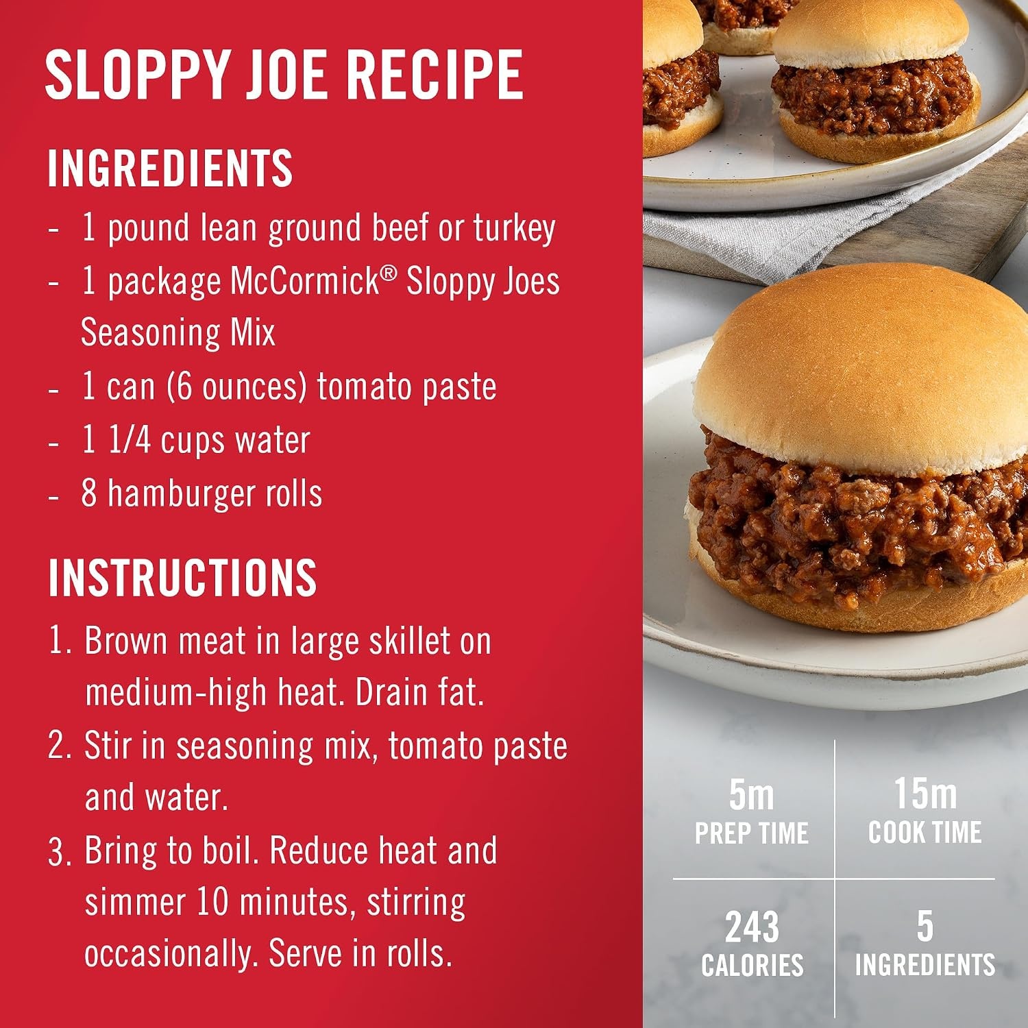 image:imageMcCormick Sloppy Joes Seasoning Mix 131 oz131 Ounce Pack of 1