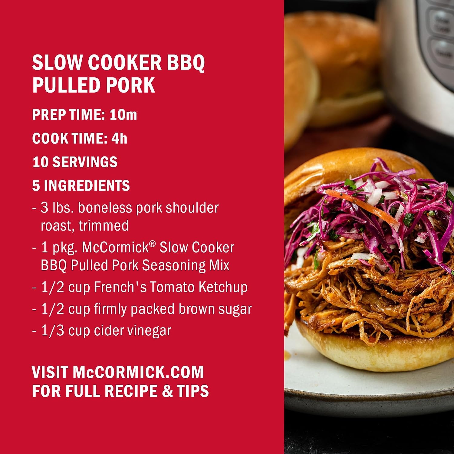 image:imageMcCormick Slow Cooker BBQ Pulled Pork Seasoning Mix 16 oz16 Ounce Pack of 1