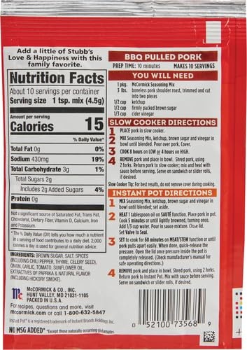 image:imageMcCormick Slow Cooker BBQ Pulled Pork Seasoning Mix 16 oz16 Ounce Pack of 4
