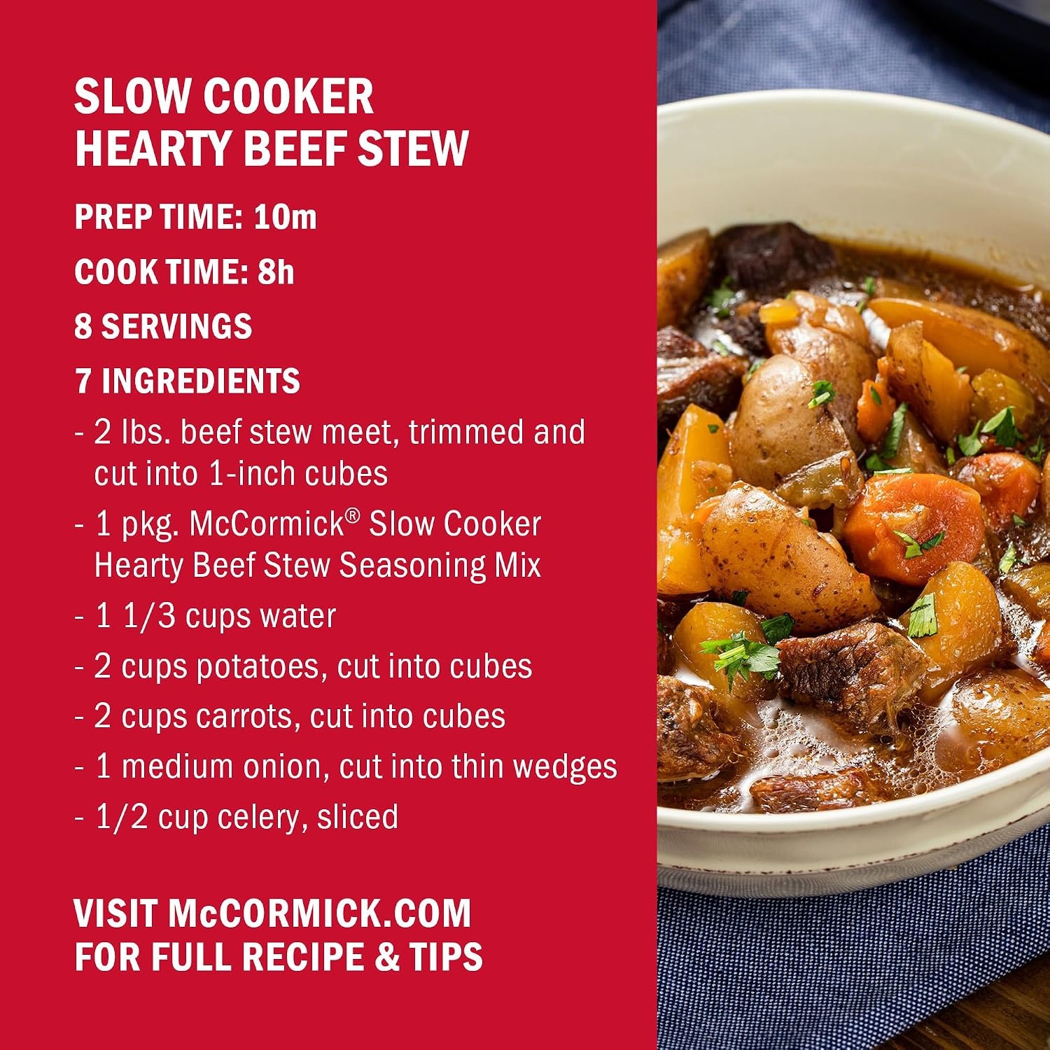 image:imageMcCormick Slow Cooker Hearty Beef Stew Seasoning Mix 15 oz Pack of 1215 Ounce Pack of 1