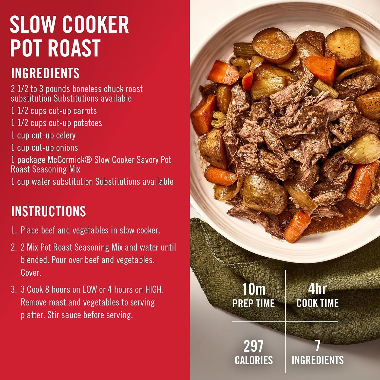 image:imageMcCormick Slow Cooker Savory Pot Roast Seasoning Mix 13 oz Pack of 1213 Ounce Pack of 1