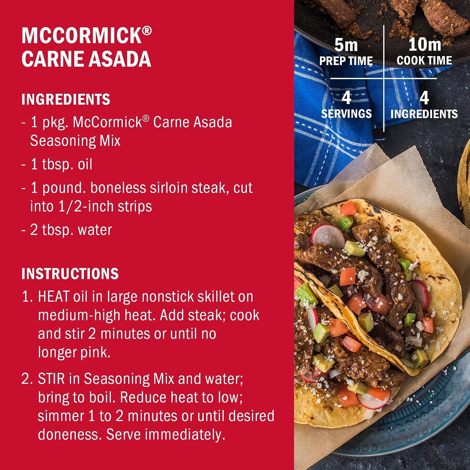 image:imageMcCormick Street Taco Carne Asada Seasoning Mix 087 oz Pack of 12087 Ounce Pack of 1