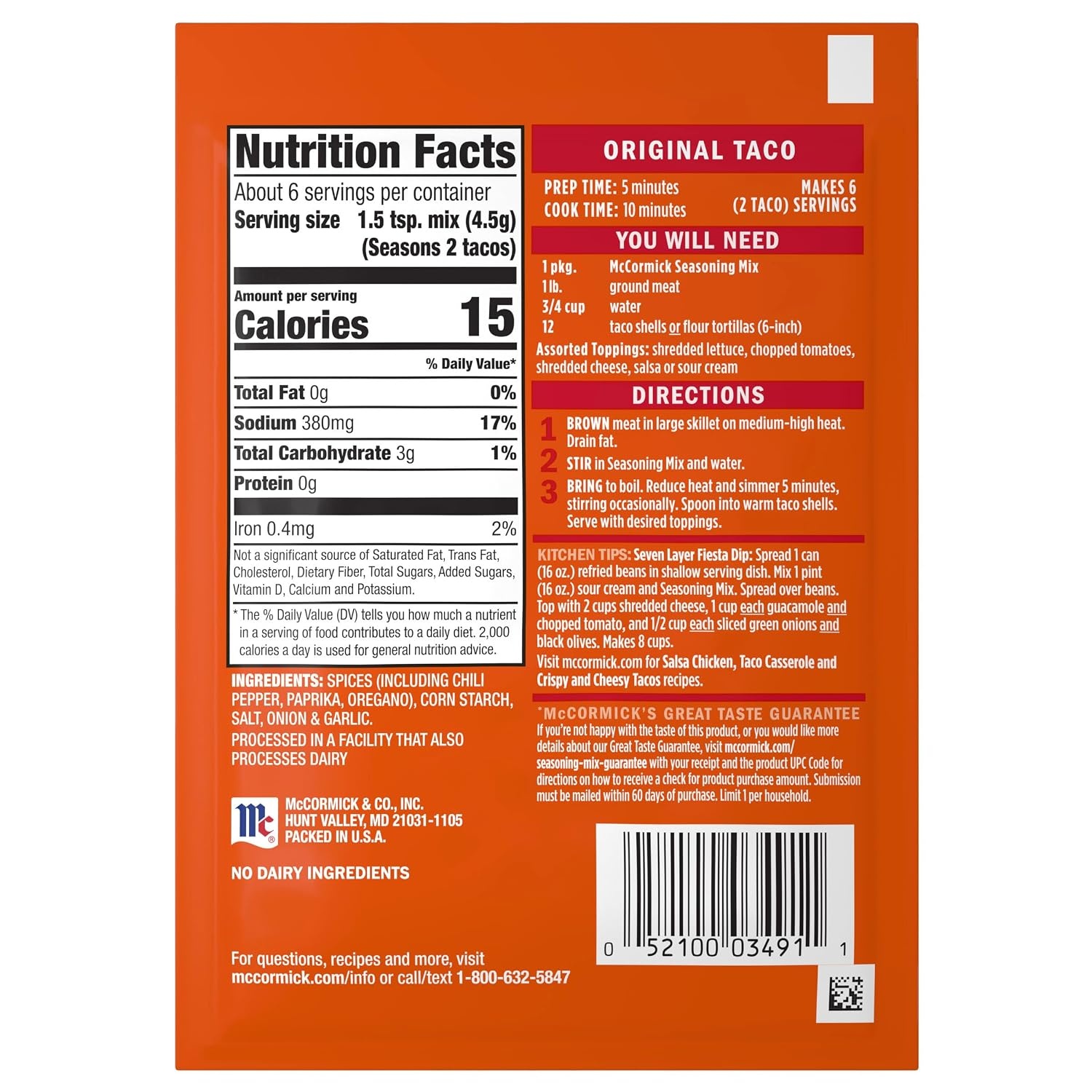image:imageMcCormick Taco Seasoning Mix 1 Ounce Pack of 12
