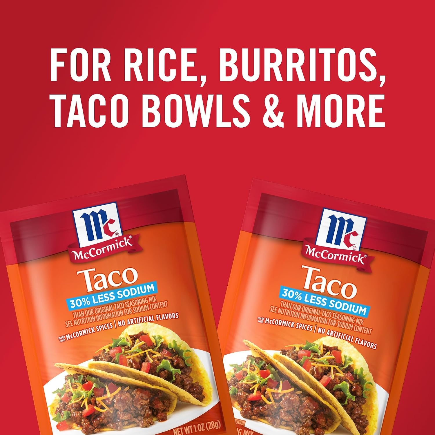 image:imageMcCormick Taco Seasoning Mix 30 Less Sodium No MSG Added No Artificial Flavors For Tacos Nachos Fajitas and More 1 oz