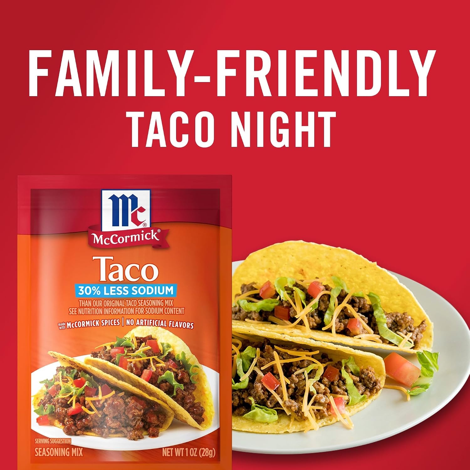 image:imageMcCormick Taco Seasoning Mix 30 Less Sodium No MSG Added No Artificial Flavors For Tacos Nachos Fajitas and More 1 oz