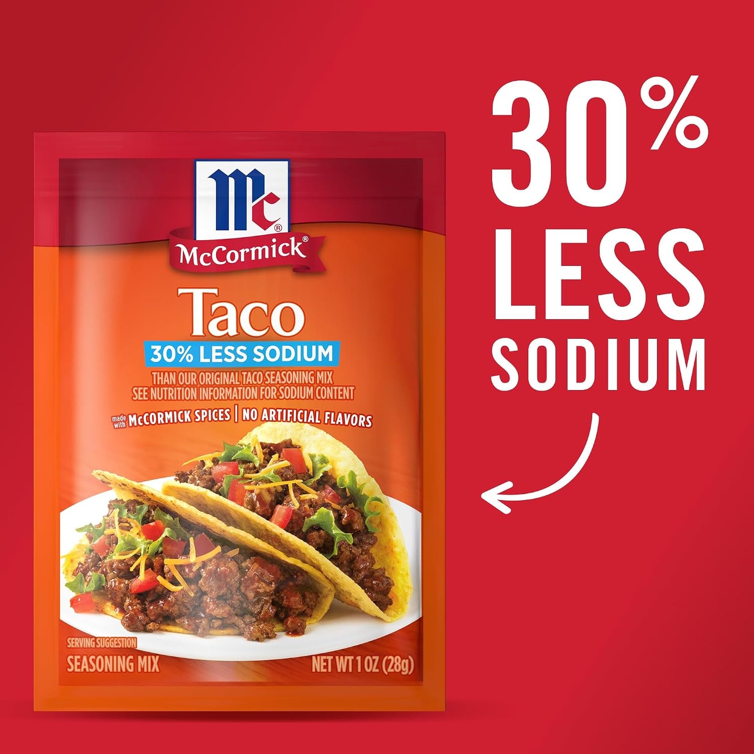 image:imageMcCormick Taco Seasoning Mix 30 Less Sodium No MSG Added No Artificial Flavors For Tacos Nachos Fajitas and More 1 oz