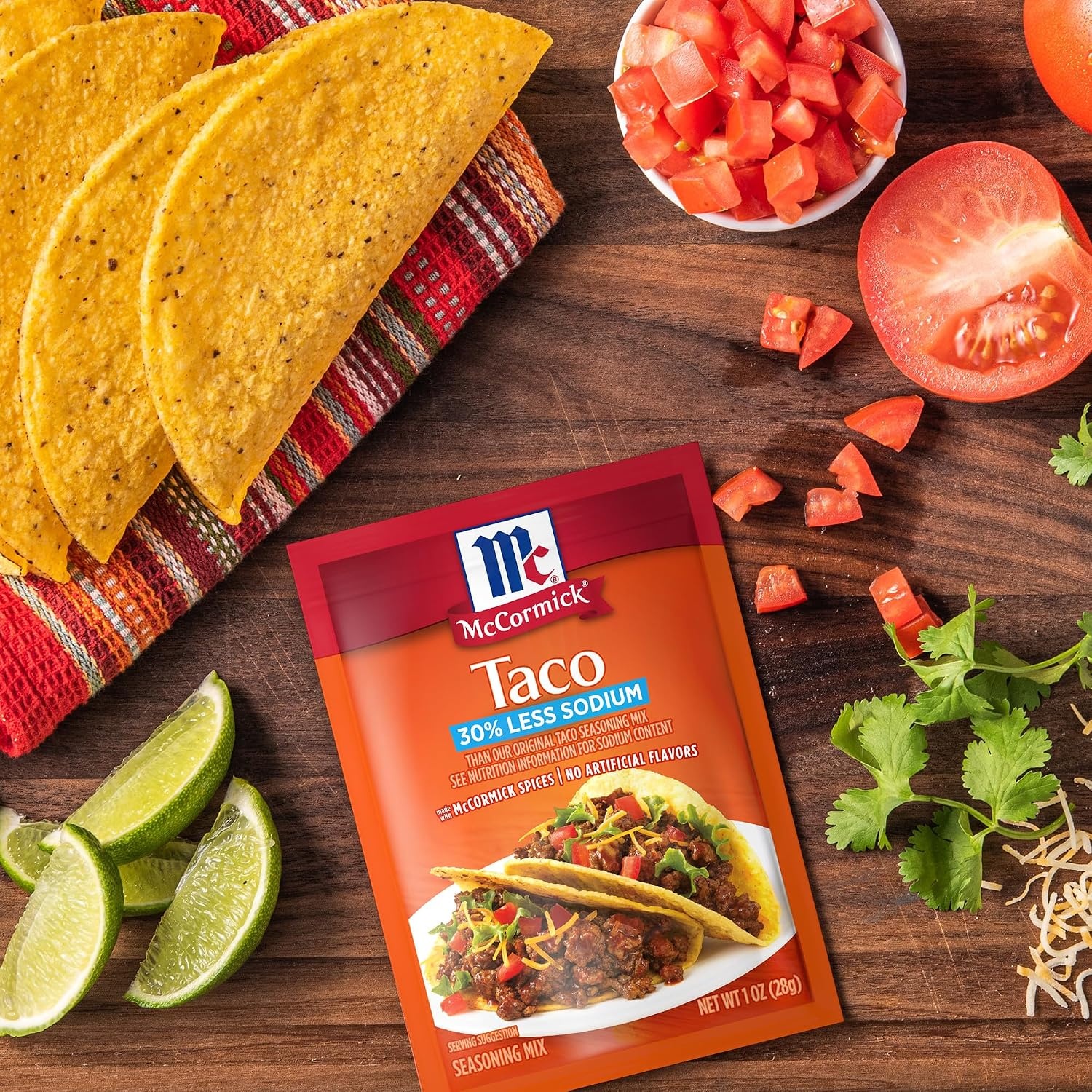 image:imageMcCormick Taco Seasoning Mix 30 Less Sodium No MSG Added No Artificial Flavors For Tacos Nachos Fajitas and More 1 oz