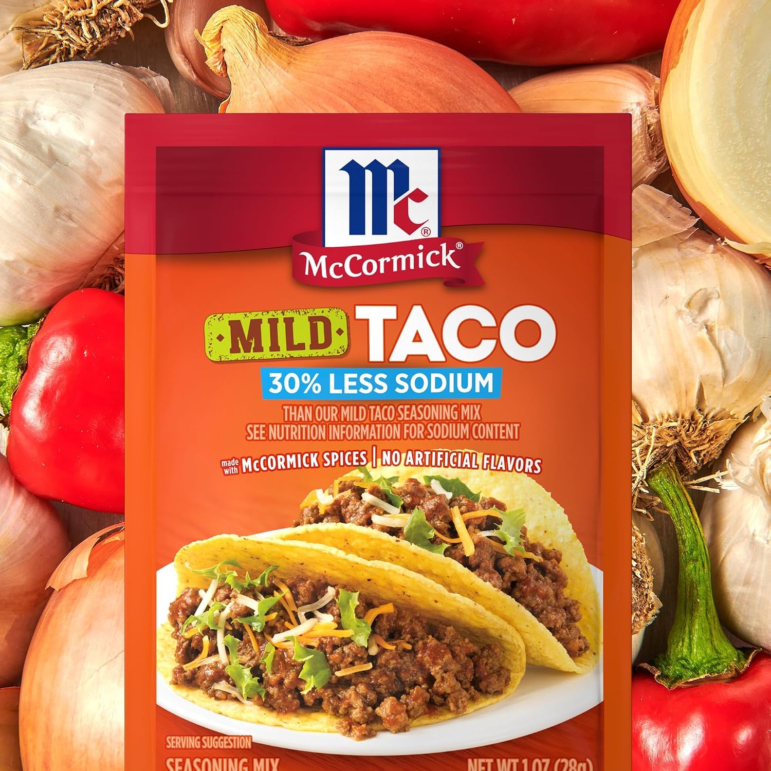 image:imageMcCormick Taco Seasoning Mix Mild 30 Less Sodium No MSG Added No Artificial Flavors For Tacos Nachos Fajitas and More 1 oz1 Ounce Pack of 1