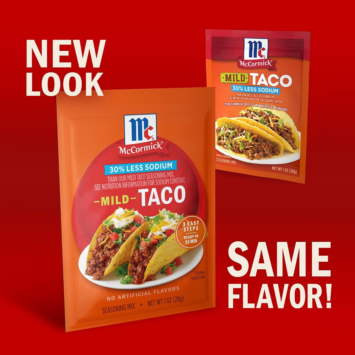 image:imageMcCormick Taco Seasoning Mix Mild 30 Less Sodium No MSG Added No Artificial Flavors For Tacos Nachos Fajitas and More 1 oz1 Ounce Pack of 1