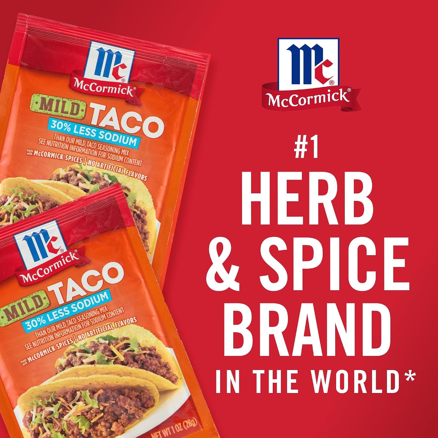 image:imageMcCormick Taco Seasoning Mix Mild 30 Less Sodium No MSG Added No Artificial Flavors For Tacos Nachos Fajitas and More 1 oz1 Ounce Pack of 1