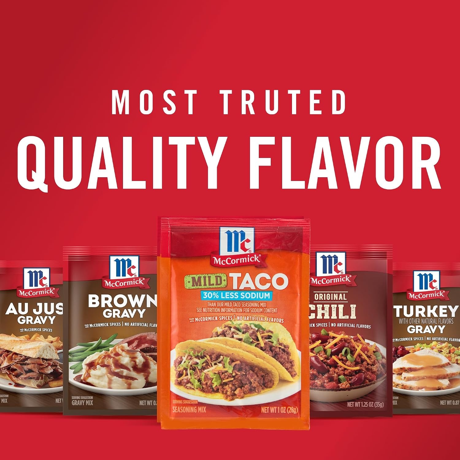 image:imageMcCormick Taco Seasoning Mix Mild 30 Less Sodium No MSG Added No Artificial Flavors For Tacos Nachos Fajitas and More 1 oz1 Ounce Pack of 1