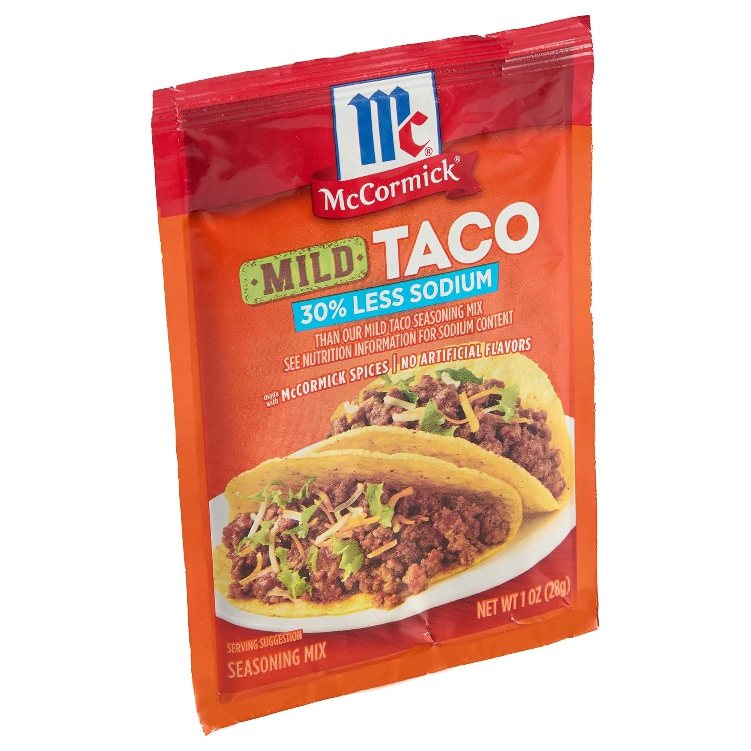 image:imageMcCormick Taco Seasoning Mix Mild 30 Less Sodium No MSG Added No Artificial Flavors For Tacos Nachos Fajitas and More 1 oz1 Ounce Pack of 12