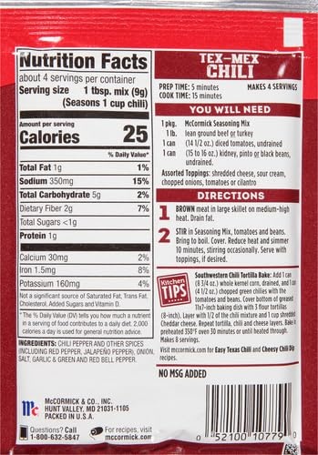 image:imageMcCormick TexMex Chili Seasoning Mix 125 oz125 Ounce Pack of 4