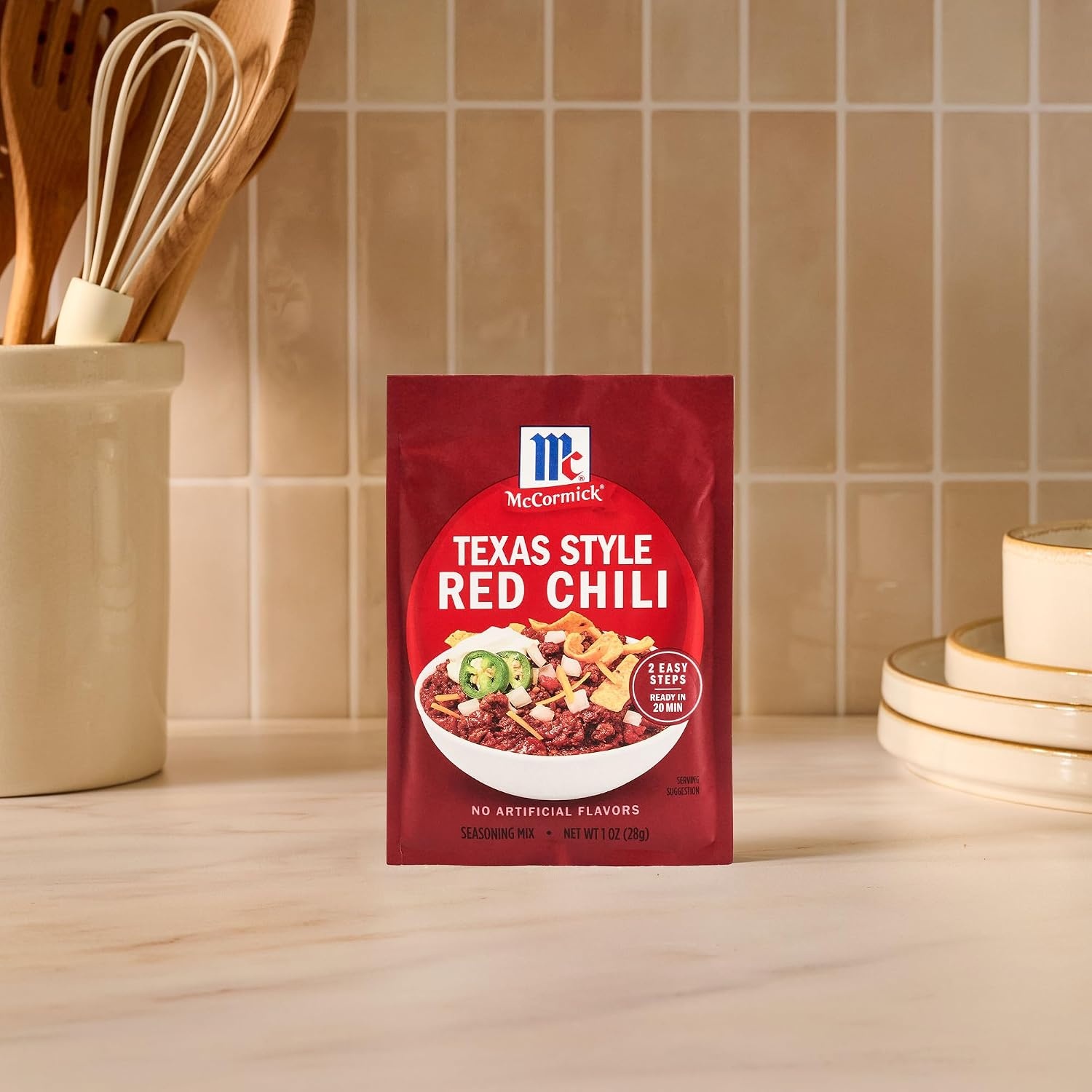 image:imageMcCormick Texas Style Red Chili Seasoning Mix No Artificial Flavors No MSG Added A Spicy TexasInspired Blend of Chili Peppers Sea Salt Garlic Red Pepper amp More Perfect for Game Day Ready In Under 20 Minutes 1 oz
