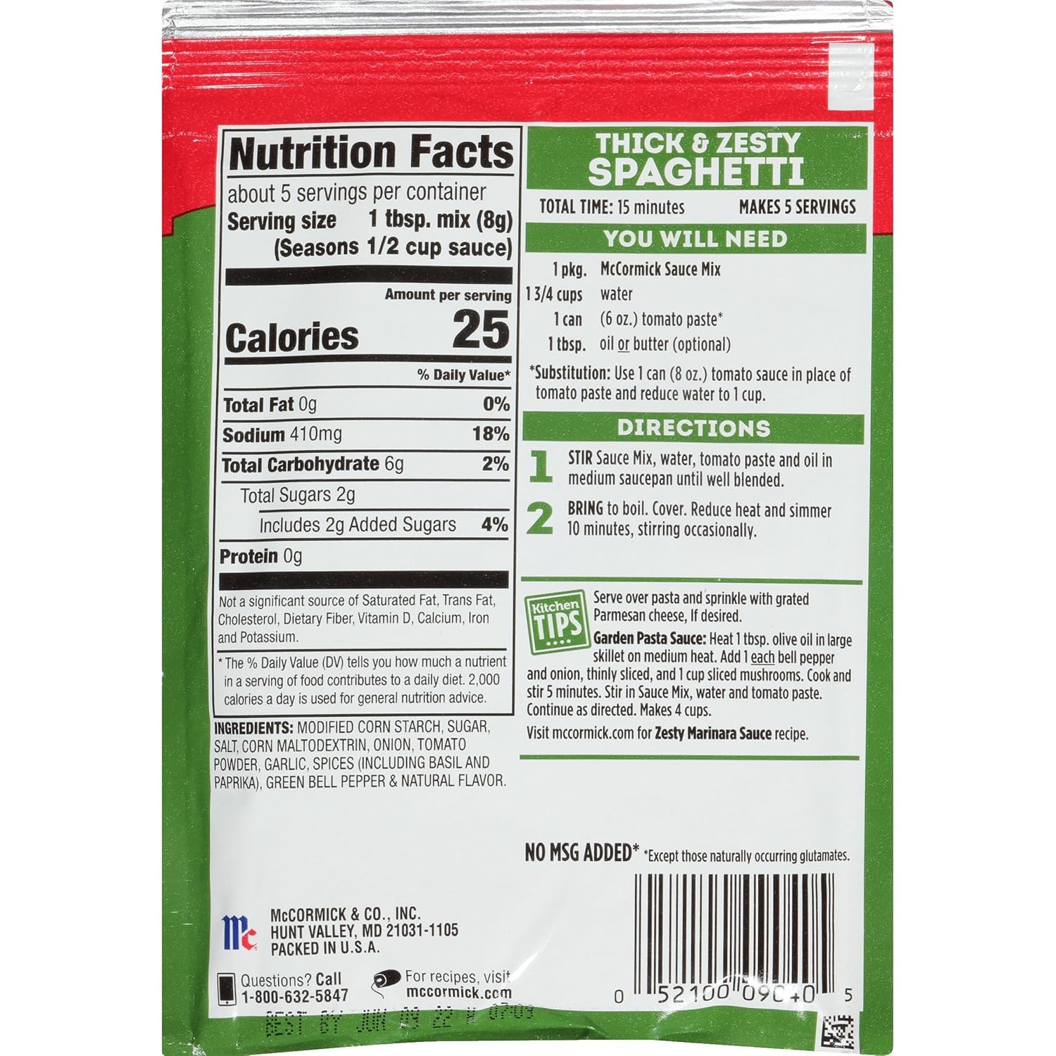 image:imageMcCormick Thick amp Zesty Spaghetti Sauce Mix 137 ozThick Zesty Spaghetti