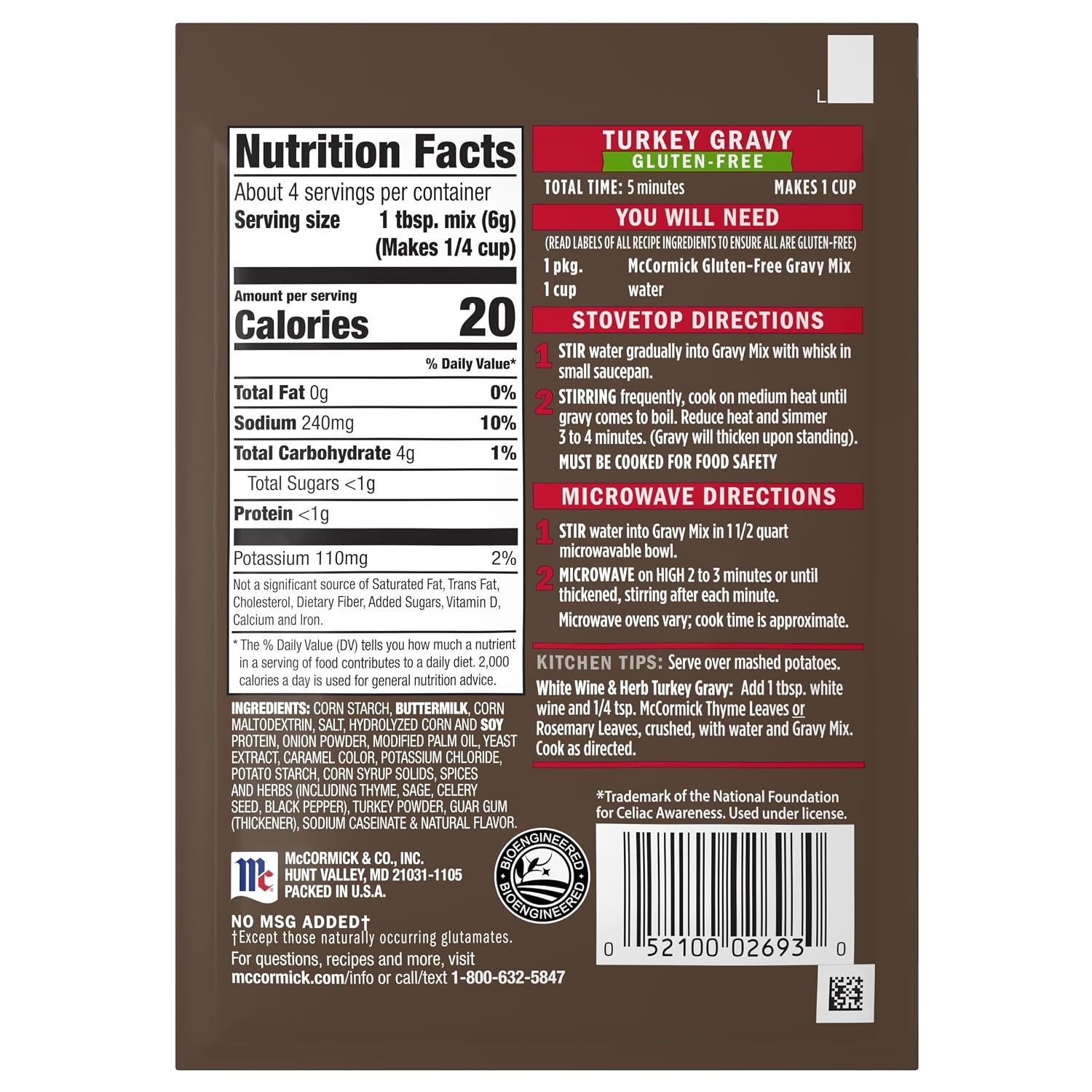 image:imageMcCormick Turkey Gravy Mix Gluten Free 088 oz Pack of 12Turkey