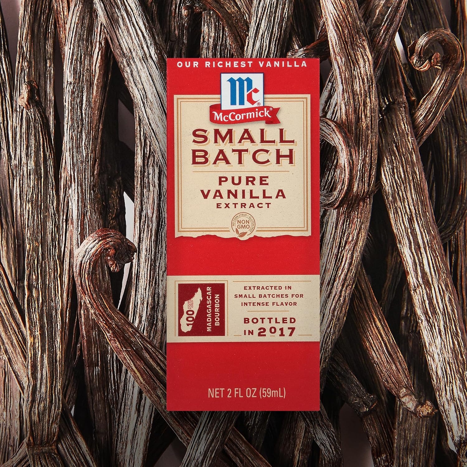image:imageMcCormick Vanilla Extract Pure Small Batch No Corn Syrup Gluten Free Kosher Bold Made From Beans Harvested in Madagascar Extracted in Small Batches for Big Flavor 2 fl oz