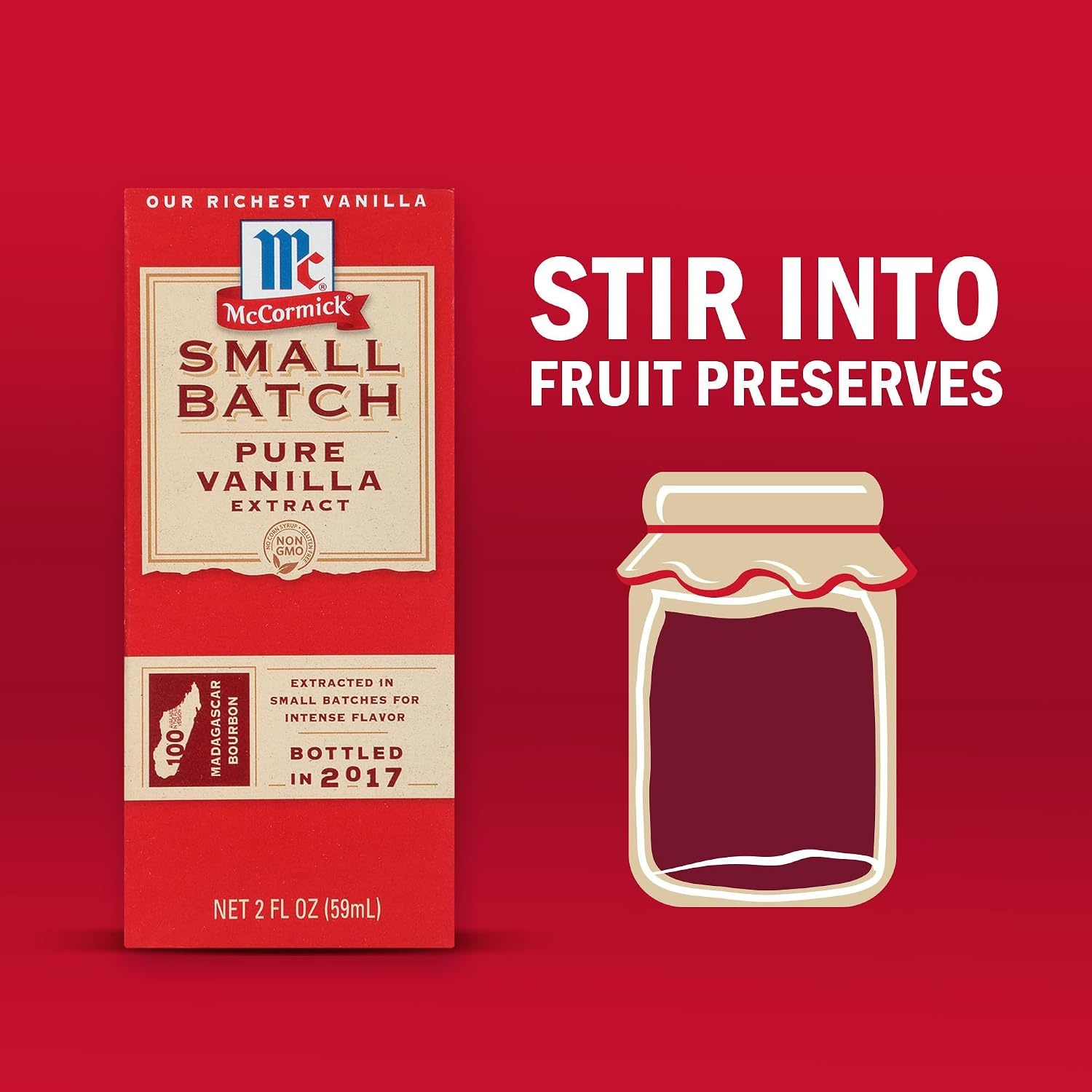 image:imageMcCormick Vanilla Extract Pure Small Batch No Corn Syrup Gluten Free Kosher Bold Made From Beans Harvested in Madagascar Extracted in Small Batches for Big Flavor 2 fl oz