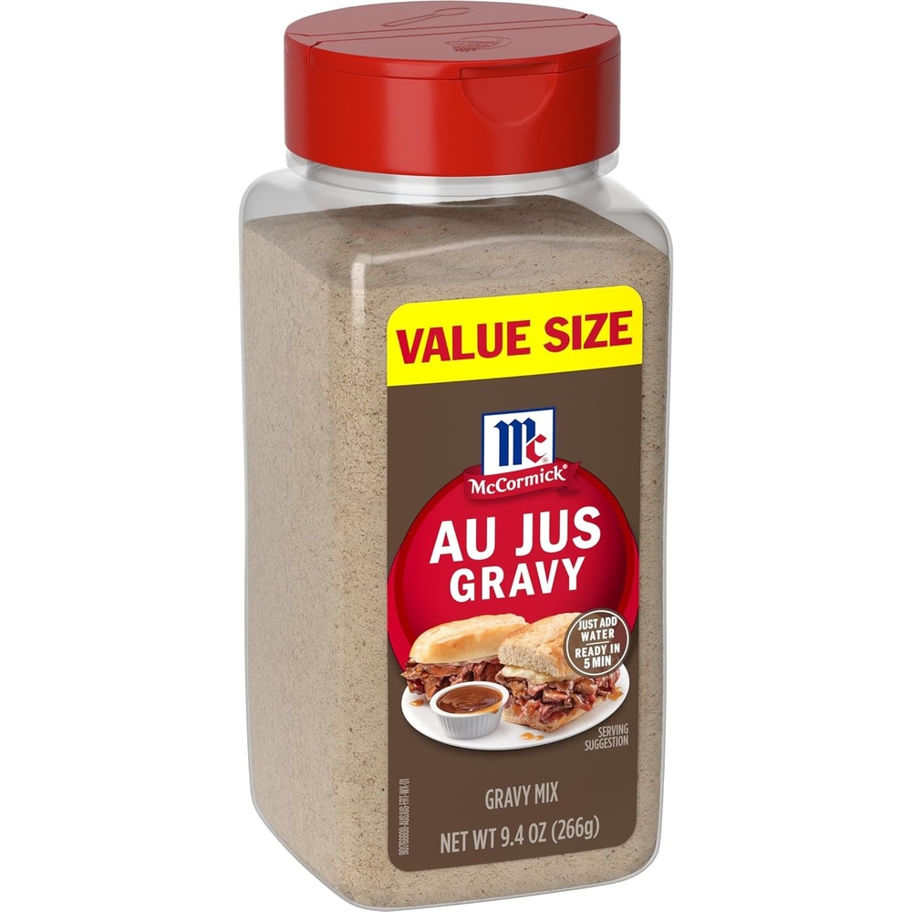 image:imageMcCormick Au Jus Gravy Mix Brown Gravy Beef Gravy Seasoning Mix Made with McCormick Spices No Artificial Flavors and Colors For Beef Sandwich Prime Rib Pit Beef amp More No MSG 9 oz