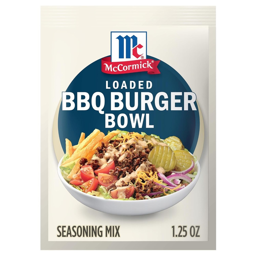 image:imageMcCormick Seasoning Mix Loaded BBQ Burger Bowl Hearty Ground Meat Smash Burger Seasoning No Artificial Flavors Use with Beef Chicken Pork and More 125 oz