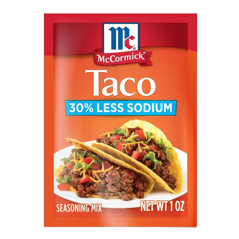 image:imageMcCormick Taco Seasoning Mix 30 Less Sodium No MSG Added No Artificial Flavors For Tacos Nachos Fajitas and More 1 oz
