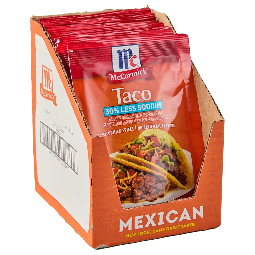 image:imageMcCormick Taco Seasoning Mix Mild 30 Less Sodium No MSG Added No Artificial Flavors For Tacos Nachos Fajitas and More 1 oz1 Ounce Pack of 12