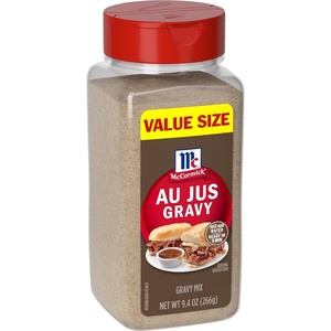 McCormick® Au Jus Gravy Mix, Brown Gravy, Beef Gravy Seasoning Mix, Made with McCormick Spices, No Artificial Flavors and Colors, For Beef Sandwich, Prime Rib, Pit Beef & More, No MSG, 9 oz
