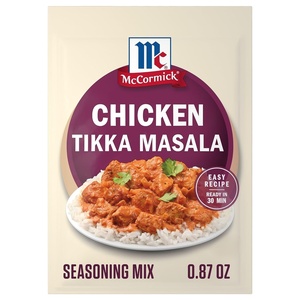 McCormick® Chicken Tikka Masala Seasoning Mix, Aromatic & Flavorful, Easy Recipe Ready in 30 Minutes, Spices, Garlic, Onion, Makes 6 Servings, No Artificial Colors, .87 g