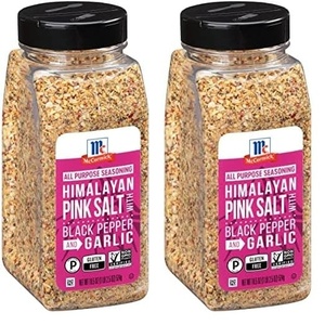 McCormick Himalayan Pink Salt with Black Pepper and Garlic All Purpose Seasoning, 18.5 oz(18.5 Ounce (Pack of 2))